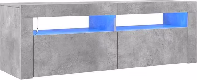 Berkfield Home TV Cabinet with LED Lights in Concrete Grey, W/D/H: 120 x 35 x 40 cm – 1