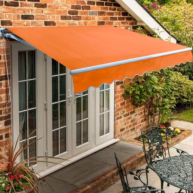 Primrose Manual Retractable Wall-Mounted Awning in Red and Orange, W: 250 cm, D: 200 cm