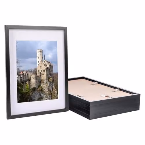 Nicola Spring A3 Picture Frames with A4 Mounts, 5 Pack, Black