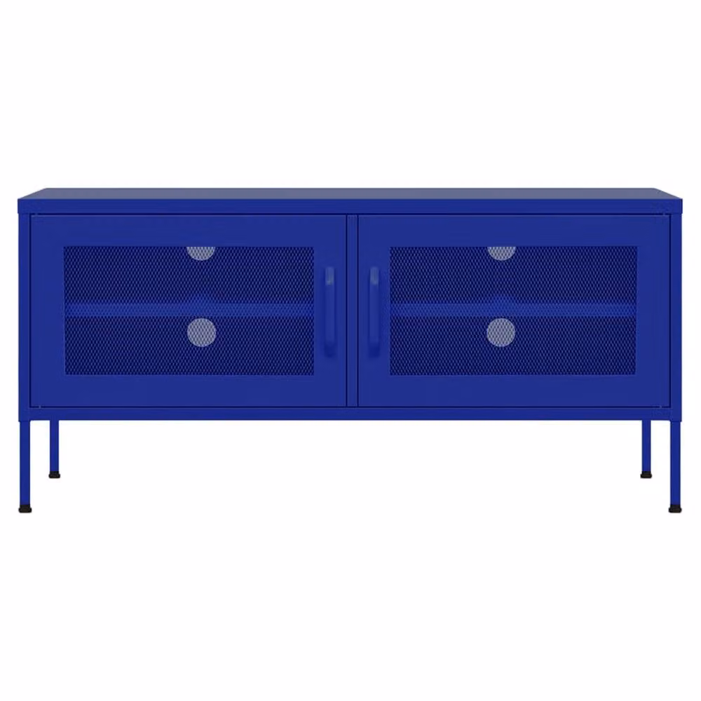 Berkfield Home Navy Blue Metal TV Cabinet W: 105 cm, D: 35 cm, H: 50 cm – 3