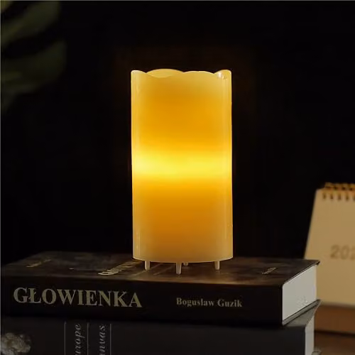 mysmartbuy White LED Pillar Candle Star Projector with Remote Control and Timer, H16 x W8 cm – 3