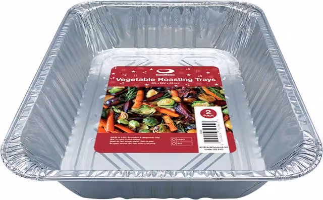 RoundHouse Pack of 2 Rectangular Aluminium Vegetable Roasting Trays, Silver