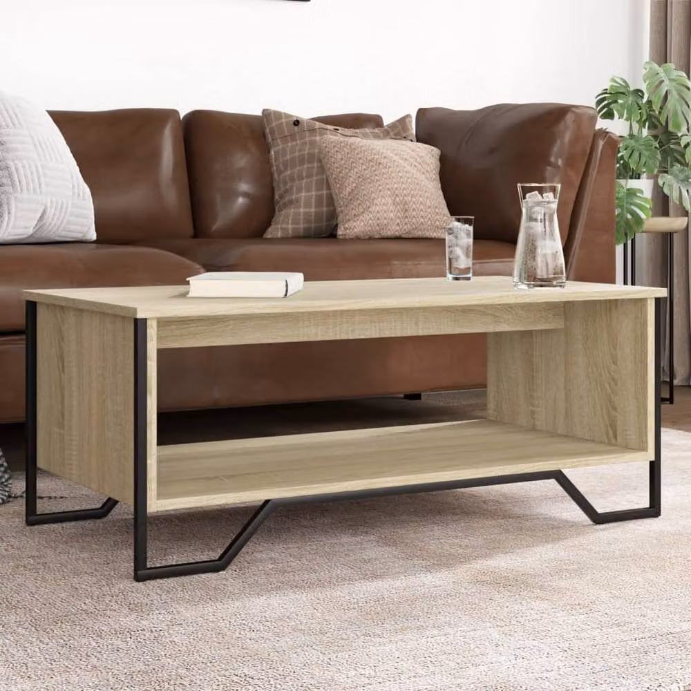Berkfield Home Sonoma Oak Coffee Table in Brown, W: 100 cm, D: 51 cm, H: 40 cm – 2