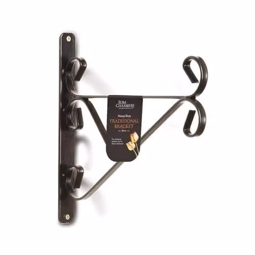 Tom Chambers Traditional Heavy Duty Garden Planter Hanging Basket Bracket, 35 cm, Black