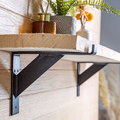 Hammer and Tongs Gallows Style Scaffold Iron Shelf Brackets, Pack of 2, Grey and Black, Depth: 24 cm – 4