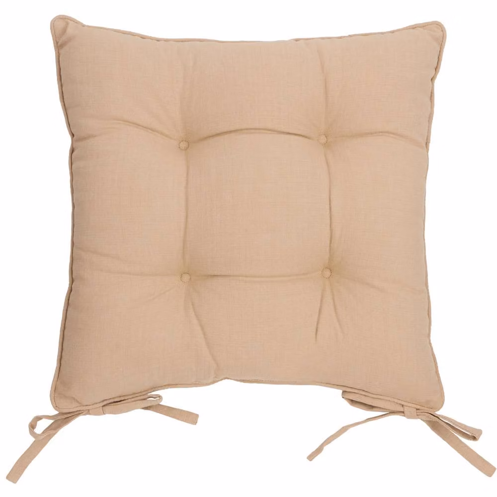 Riva Home Yard Slub Cotton Linen Seat Pad 2-Pack in White and Beige, W/D/H: 40 x 40 x 40 cm – 3