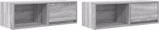 Berkfield Home Set of 2 Modern Grey Sonoma TV Cabinets in Engineered Wood, W: 80 cm, D: 31 cm, H: 25.5 cm