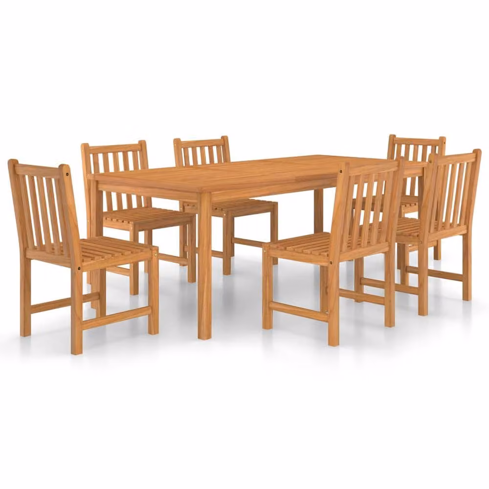 Berkfield Home Beautiful 7 Piece Garden Dining Set in Brown Solid Teak Wood – 2