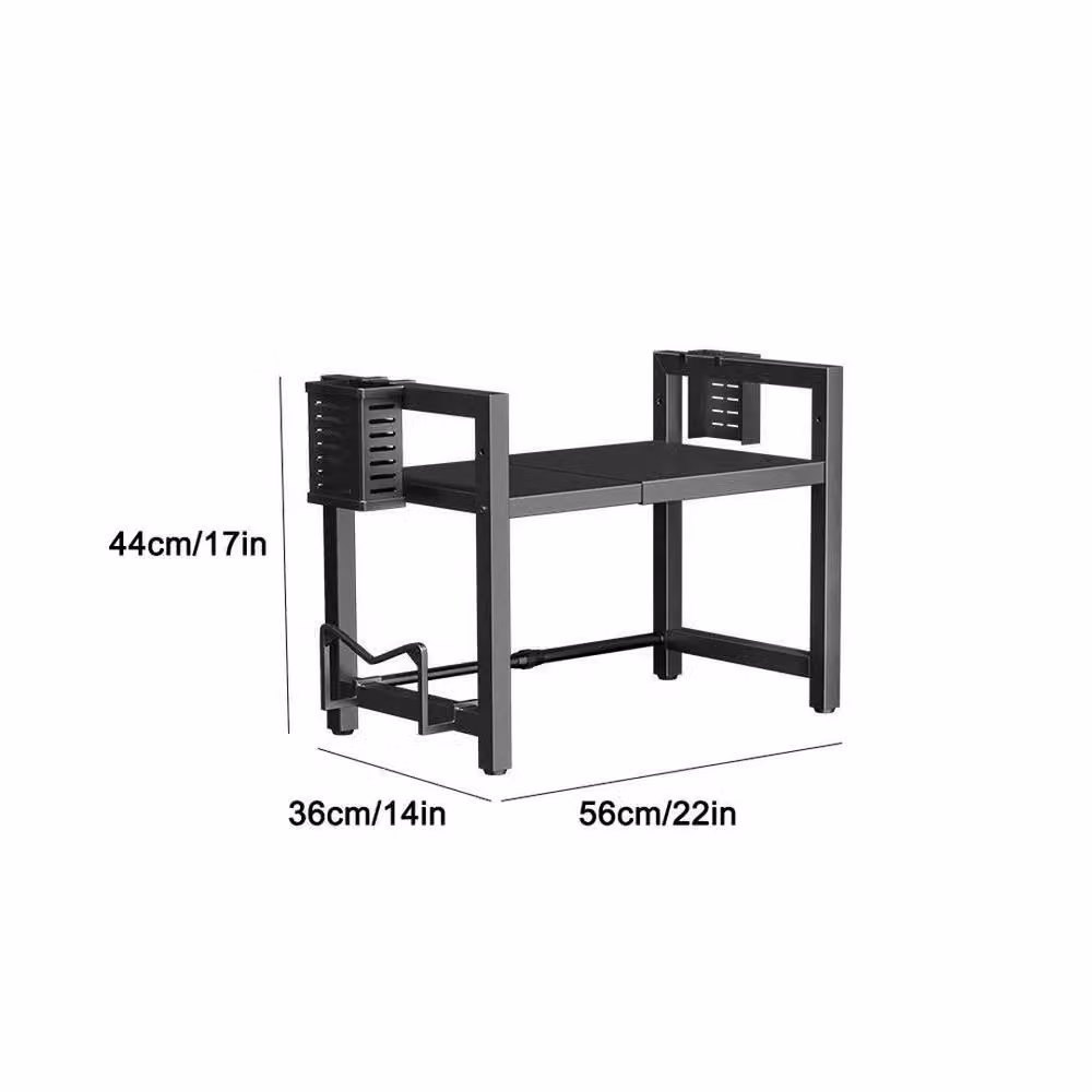 EONLION Black 2-Layer Expandable Microwave Oven Rack with Adjustable Shelves, Width: 100 cm – 2