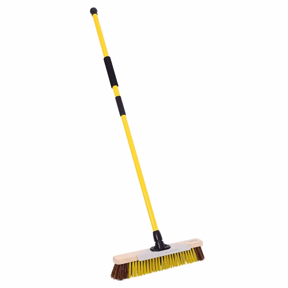 Charles Bentley Bulldozer Pro Heavy Duty 18" Broom with Scraper and Telescopic Handle in Yellow and Black, H 132 cm x W 45.72 cm – 2