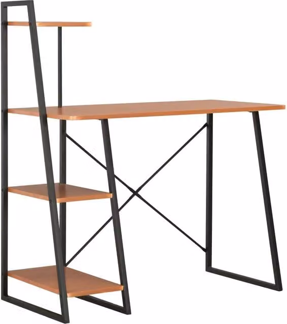 Berkfield Modern Writing Desk with Shelving Unit in Black and Brown, W/D/H: 102 x 50 x 117 cm – 1