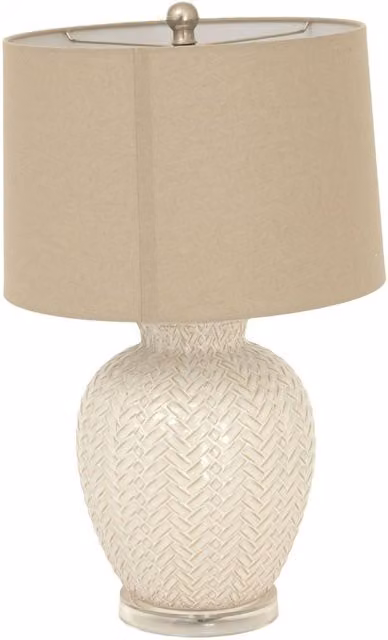 Hill Interiors White Ceramic and Fabric Twill Weave Table Lamp H: 58 cm, W: 25 cm, D: 25 cm