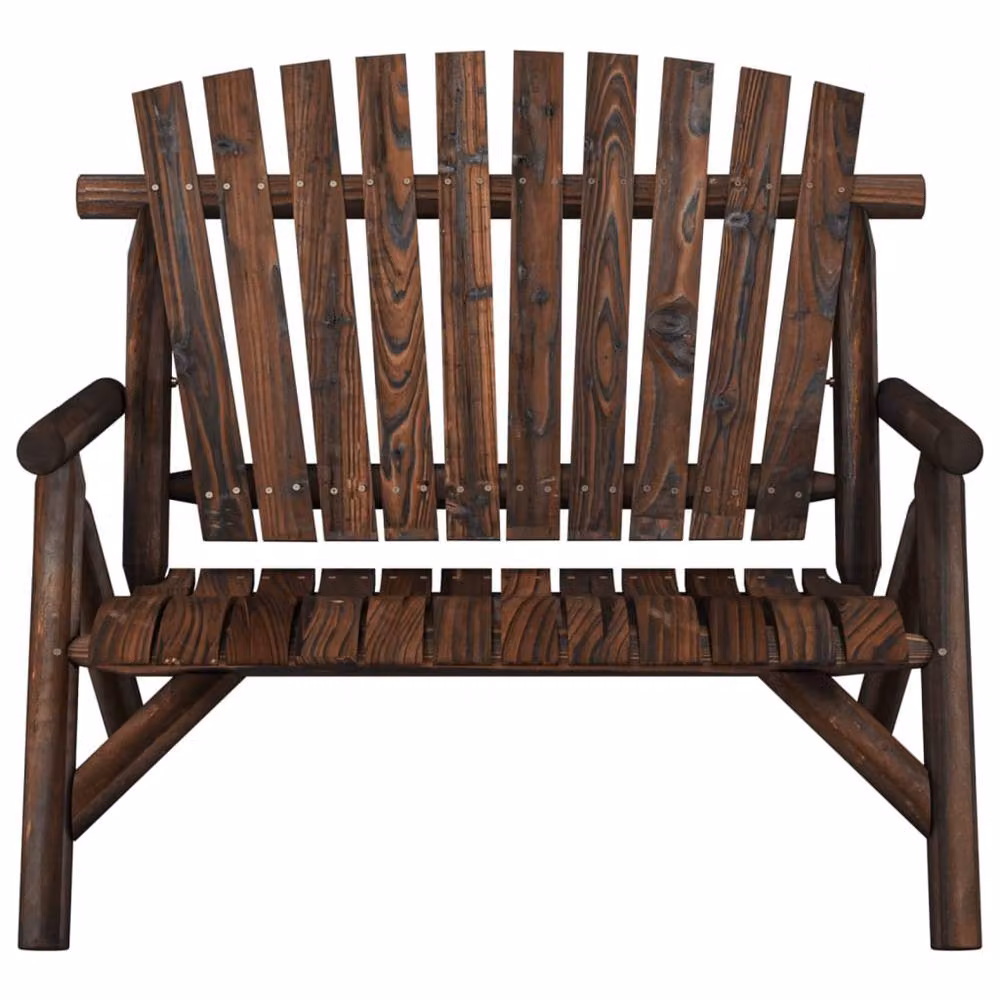 Berkfield Home 2-Seater Garden Bench in Brown Solid Spruce Wood, W/D/H: 119 x 85 x 98 cm – 3