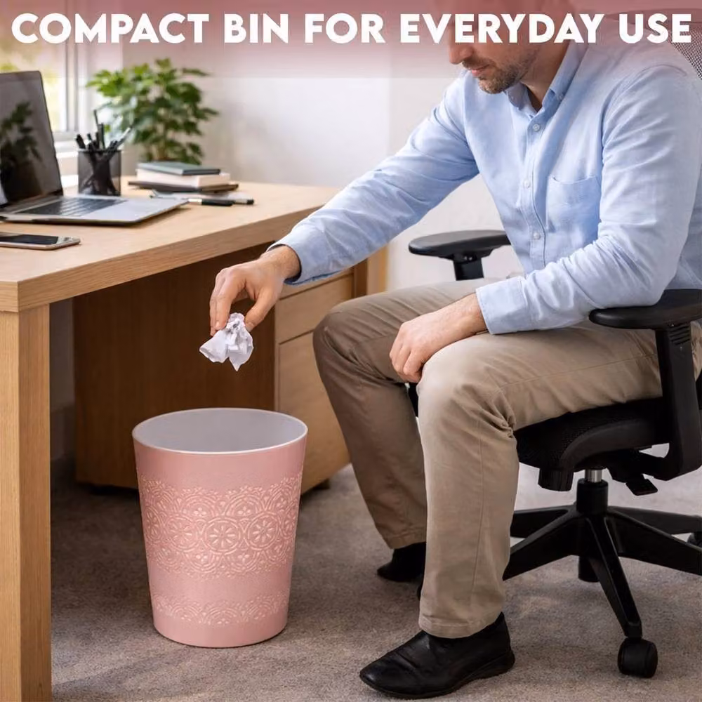 PAWNORA Pink 9 Litre Plastic Waste Paper Bin for Home, Office or Kitchen – 2