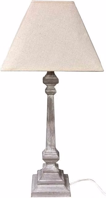 Hill Interiors Pula Table Lamp in Grey with Wood and Fabric Details