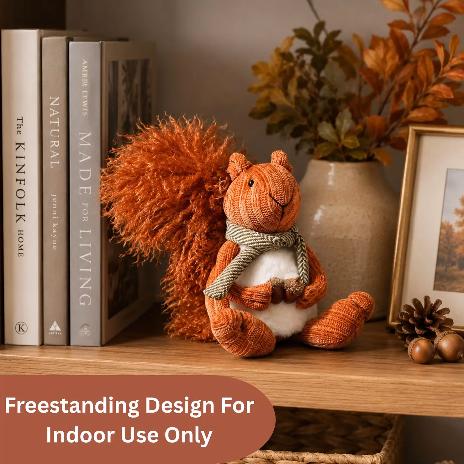 Marco Paul Orange Plush Squirrel Autumn and Halloween Tabletop Decoration, Height: 28 cm – 4