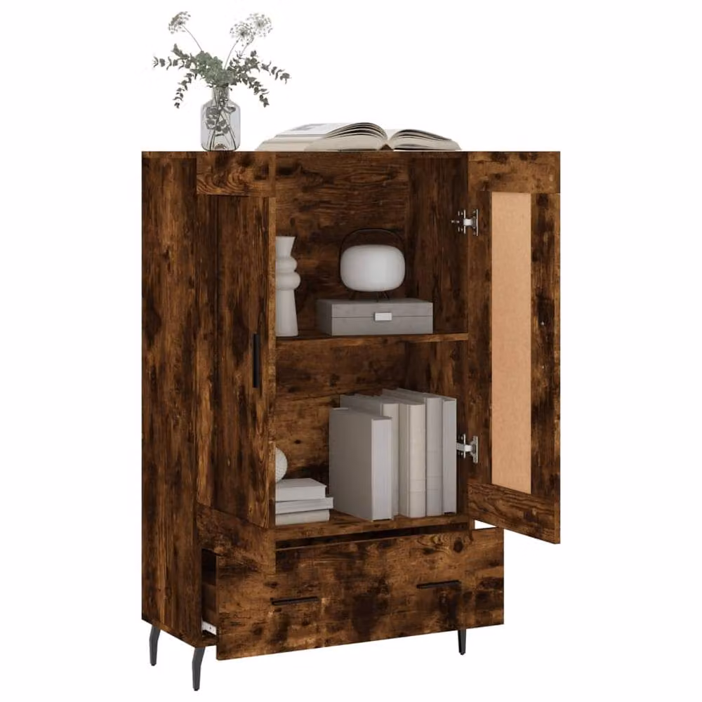 Berkfield Home Smoked Oak Highboard in Brown, W/D/H: 69.5 x 31 x 115 cm – 4