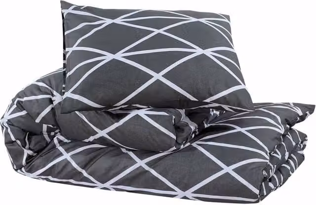 Berkfield Home Elegant Grey Cotton Duvet Cover and Pillowcase Set, W/D/H: 200 x 200 cm and 80 x 80 cm