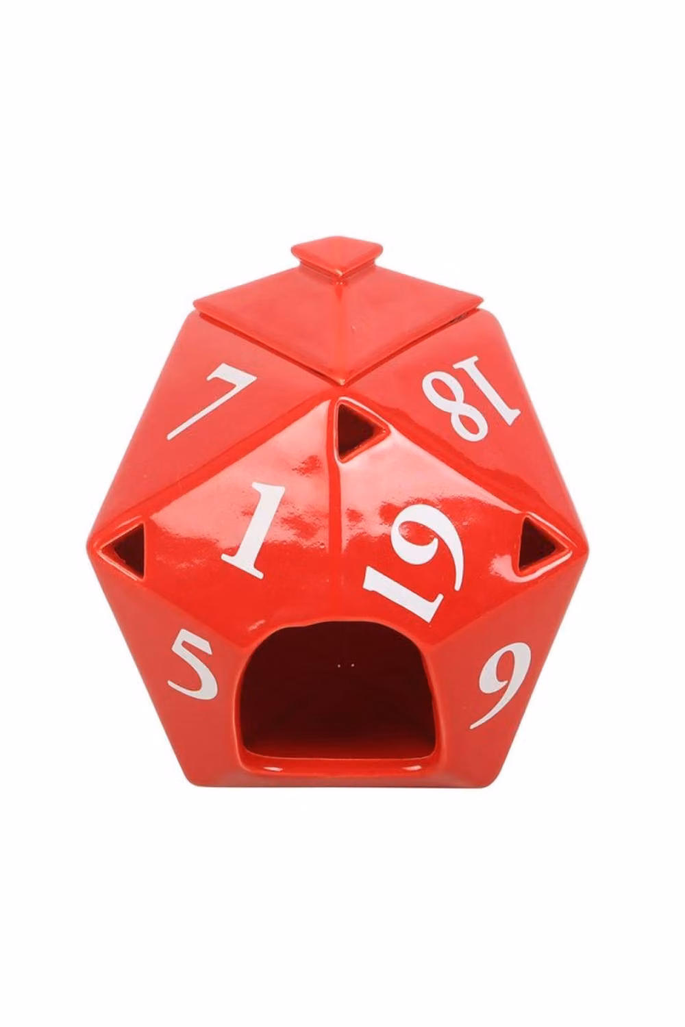 KDMD Red Ceramic D20 Gaming Dice-Shaped Tealight Oil Burner for Aromatherapy and Home Fragrance – 3