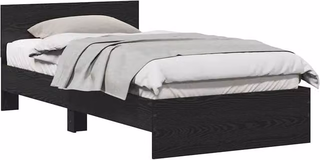 Berkfield Home Classic Bed Frame with Headboard and Lift Up Base, Black Oak, W/D/H: 100 x 200 cm – 1