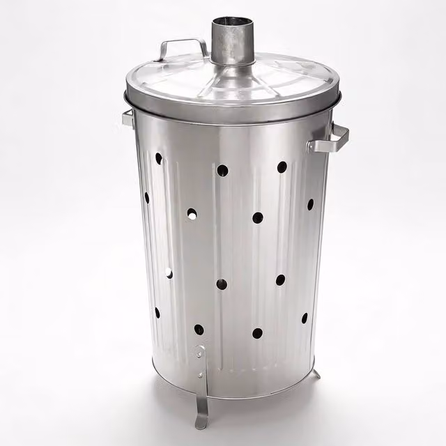 Crystals 90L Galvanised Steel Garden Incinerator Fire Bin in Silver