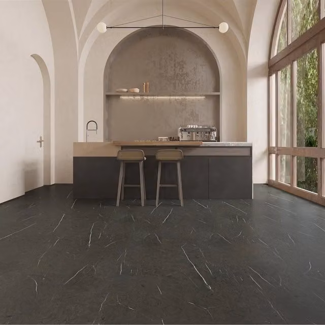 Anglo Flooring Black Marble Tile Effect Laminate Flooring