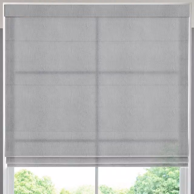 Terrys Eloise Sheer Voile Made to Measure Roman Blind in Sky Blue and Grey
