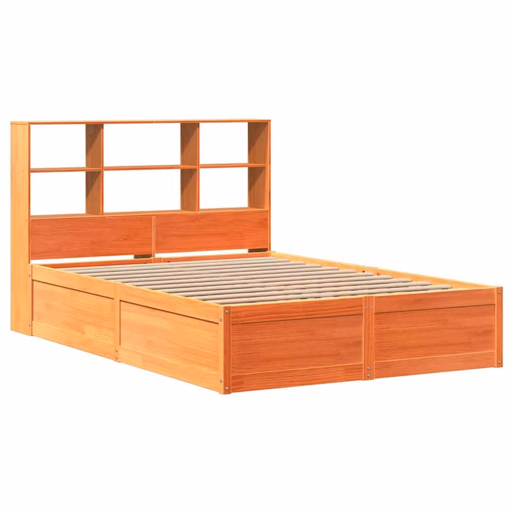 Berkfield Home Wax Brown Solid Wood Pine Bed Frame with Side Compartments W/D/H: 160 x 200 cm – 2