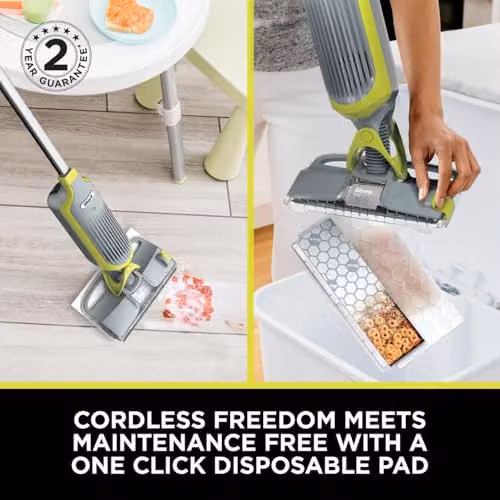 Shark VacMop 2-in-1 Cordless Hard Floor Vacuum Spray Mop VM200UK, Grey and Multicolour – 3