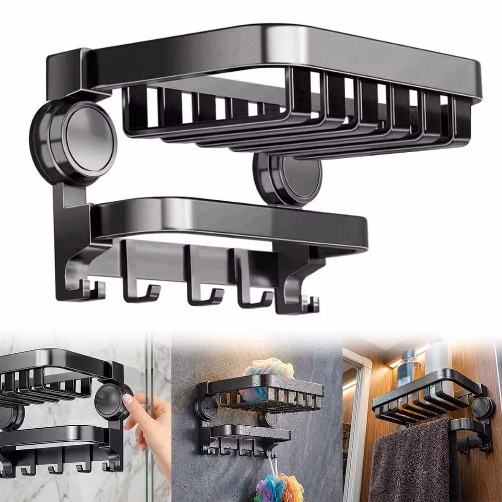 Havendro Black Metal Foldable Bathroom Towel Rack with Suction Cup, Width: 40 cm – 2