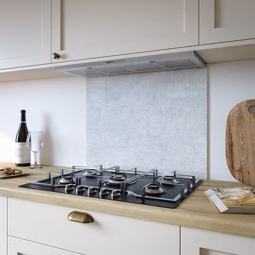 Bushboard Natural Terrain Kitchen Hob Splashback Panel, Grey Aluminium, W: 60 cm, H: 80 cm