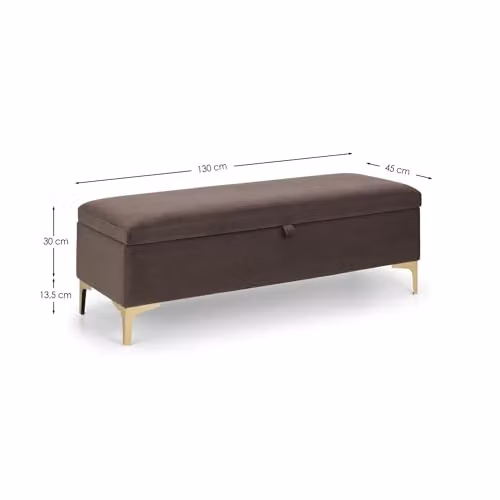 Julian Bowen Deco Velvet Fabric Blanket Box in Truffle Grey and Gold, W/D/H: 131 x 46 x 44 cm – 3