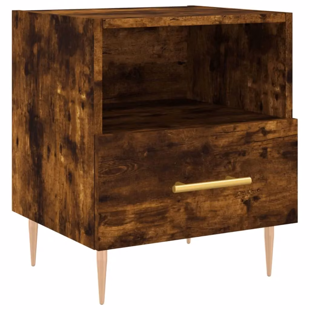 Berkfield Home Set of 2 Bedside Cabinets in Smoked Oak Brown, W/D/H: 40 x 35 x 47.5 cm – 3