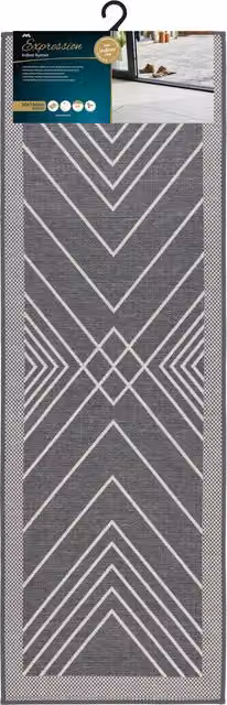 JVL Grey Striped Machine Washable Non-Slip Entrance Runner