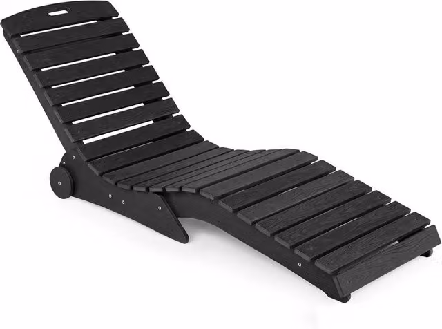 Costway Black HDPE In-Pool Lounge Chair with Castors and 205kg Capacity