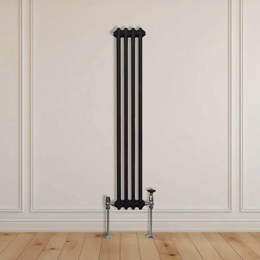Monstershop Traditional 2 Column Steel Radiator in Black, H: 150 cm, W: 20 cm, D: 7 cm – 7