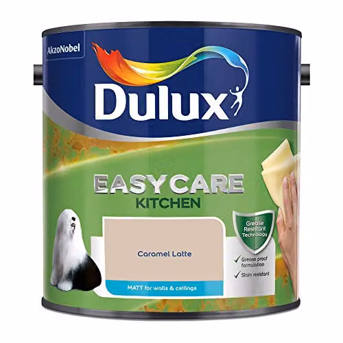 Dulux Easycare Kitchen Matt Emulsion Paint for Walls and Ceilings, Caramel Latte, 2.5L – 2