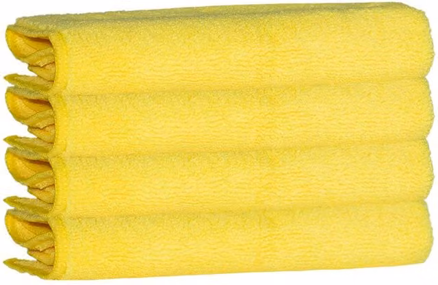K Collection Microfibre Cleaning Cloths, Yellow, Pack of 4