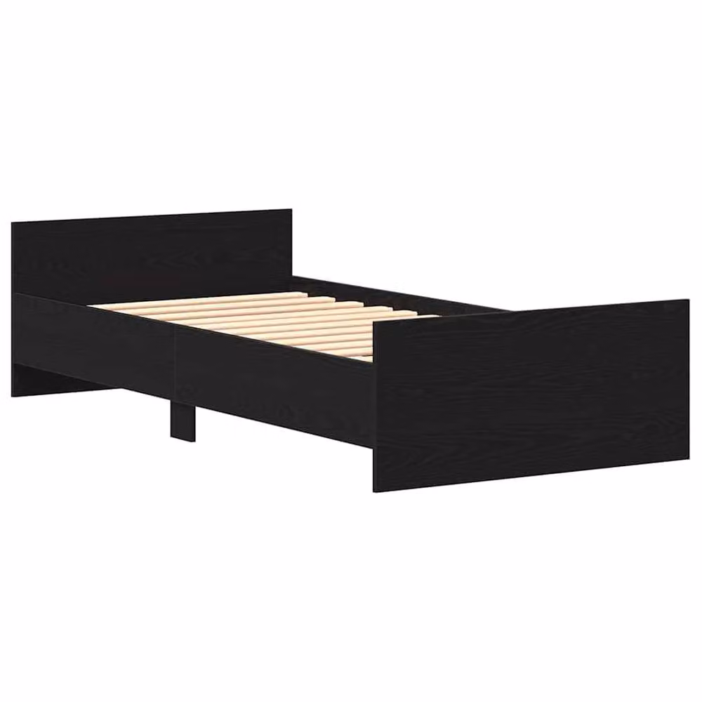 Berkfield Home Bed Frame in Black Oak, Engineered Wood, W/D/H: 90 x 200 cm – 4