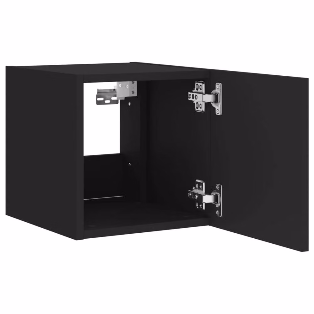 Berkfield Home Set of 2 Modern Black Wall-Mounted TV Cabinets with Integrated LED Lighting, W/D/H: 30.5 x 35.0 x 30.5 cm – 6