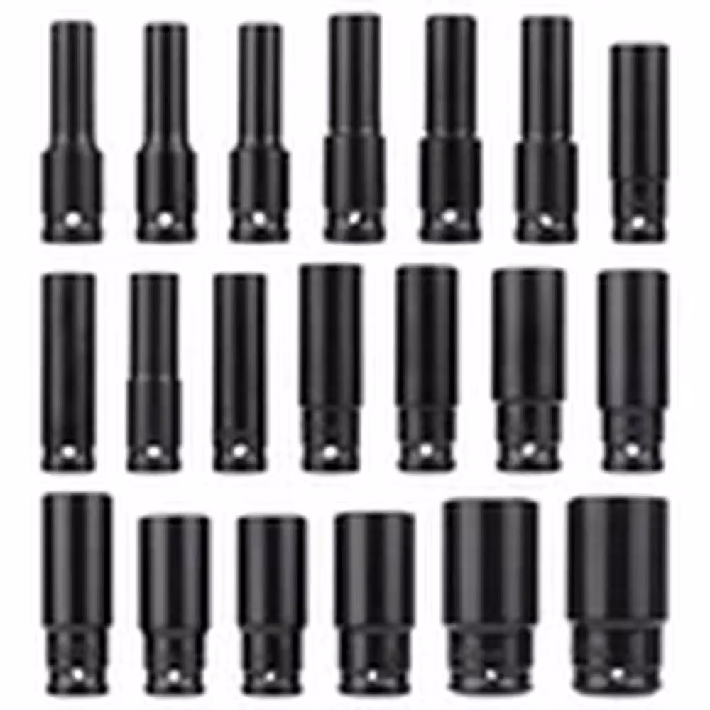 EONLION 20-Piece Heavy Duty 1/2 Inch Drive Deep Impact Long Reach Socket Set in Black – 4