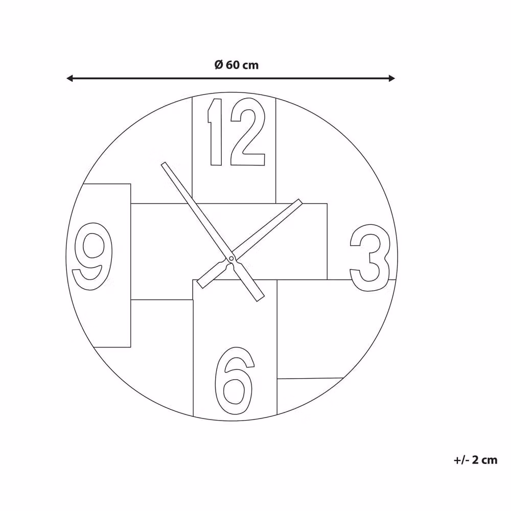 Wyld and Coco Rustic Handmade Round Wood Wall Clock in Brown and Black, Diameter: 60 cm – 3
