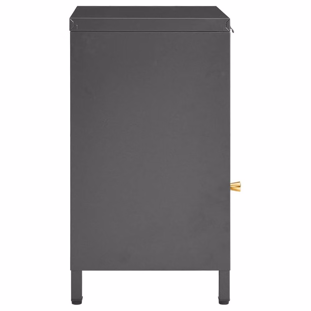 Berkfield Home Anthracite Nightstand in Steel and Glass, W/D/H: 40 x 30 x 54.5 cm – 3