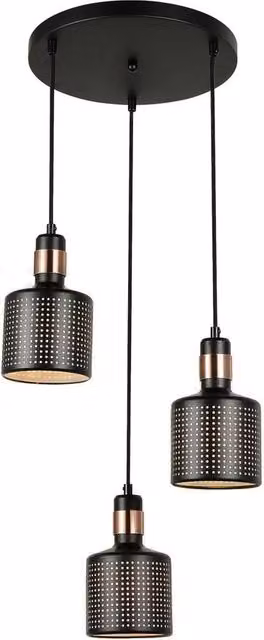 Italux Netlighting Modern Black Metal Cylinder Pendant Light with 3 x E27 Sockets – 2