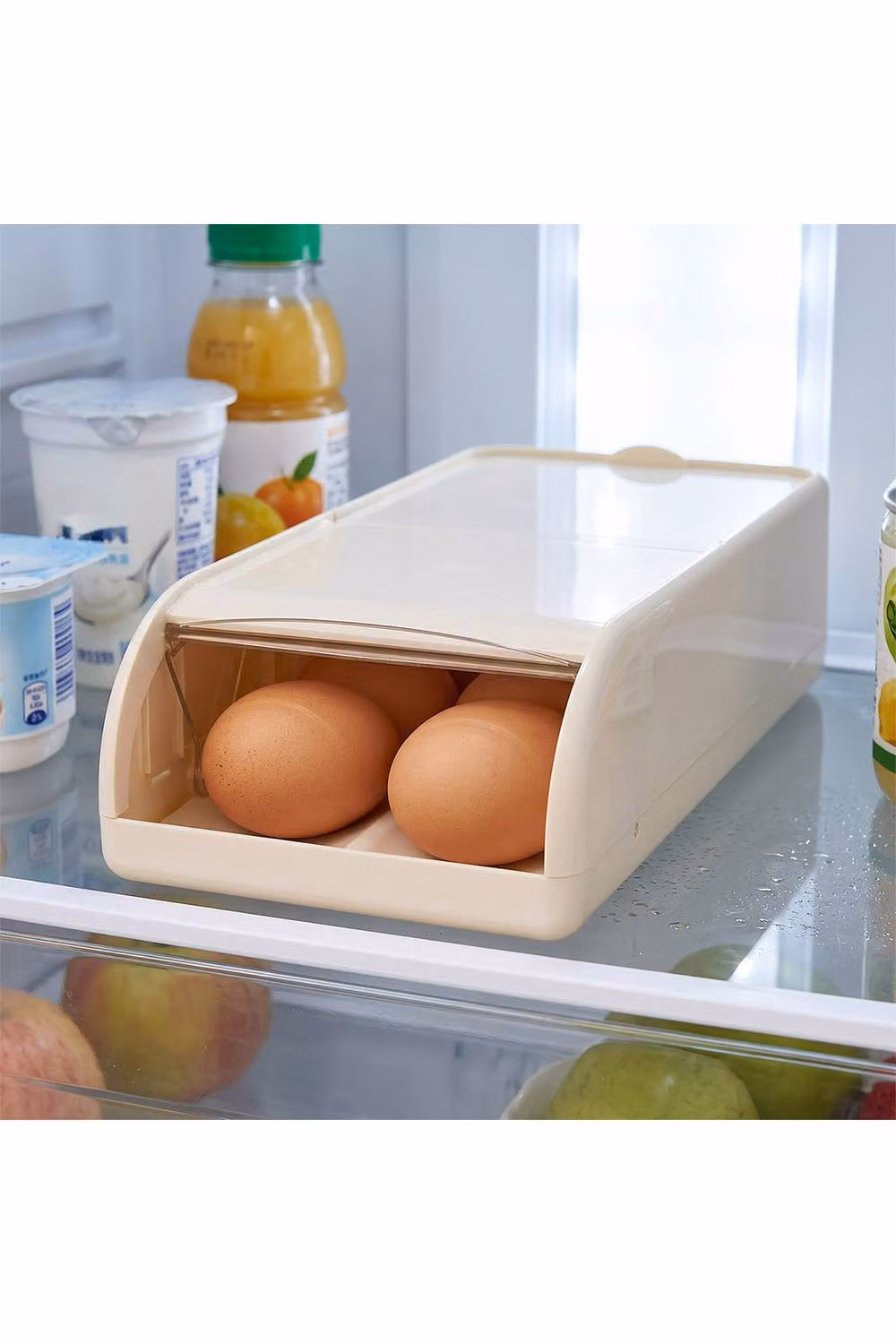 Living and Home Single-Tier 2-Row Rolling Egg Holder Storage Organiser in Beige – 2