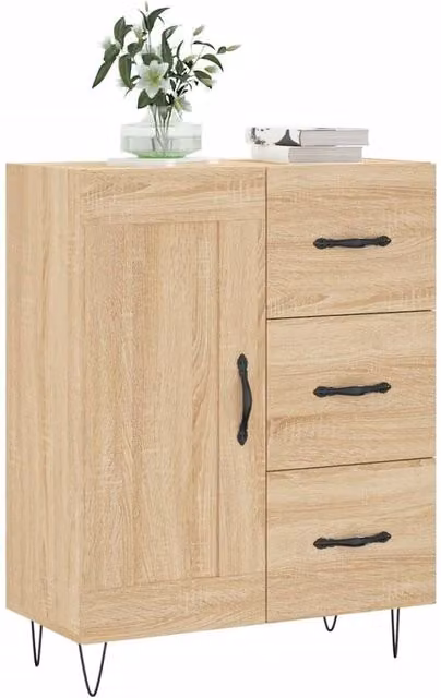 Berkfield Home Sonoma Oak Sideboard in Light Brown, W/D/H: 69.5 x 34 x 90 cm