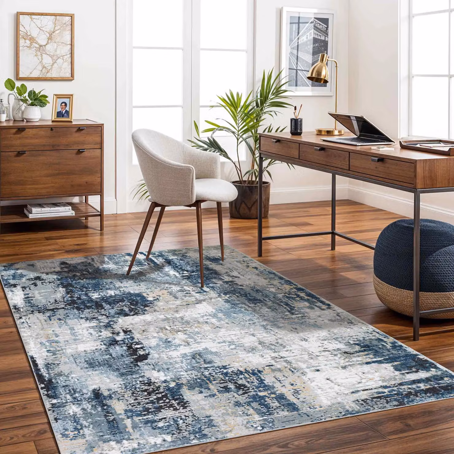 Livabliss Jolie Modern Abstract Marble Rug in Blue, Grey, Beige and Black, W: 140 cm, L: 200 cm – 5