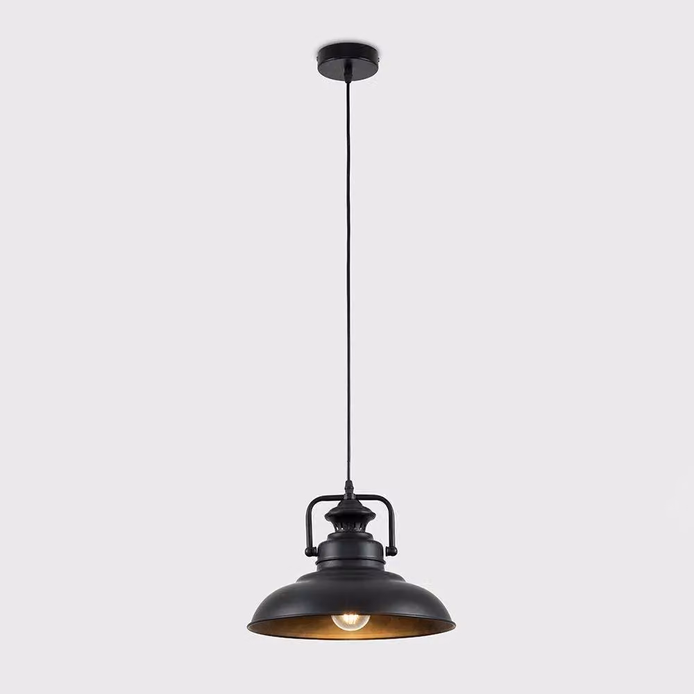 ValueLights Duomo Black Metal Industrial Style Dome Pendant Ceiling Light – 3