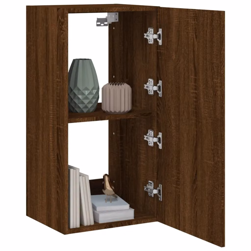 Berkfield Home Modern Wall Mounted TV Cabinet with Integrated LED Lights in Brown Oak, W/D/H: 40.5 x 35 x 80 cm – 5