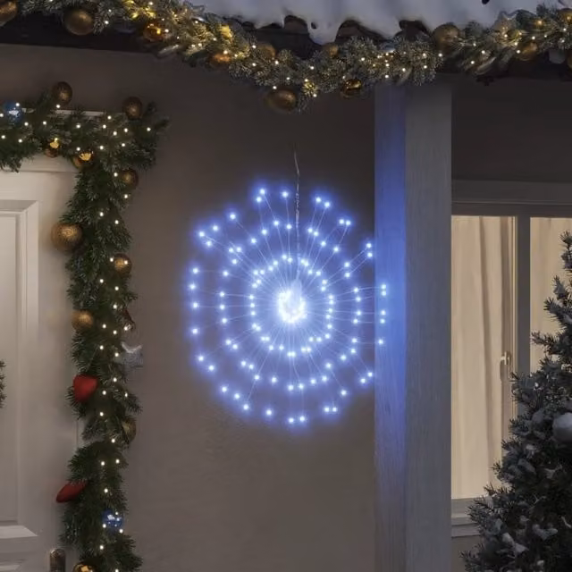 Berkfield Home Christmas Starburst LED Lights, 4 Pack, Cool White, 140 LEDs, Diameter: 17 cm